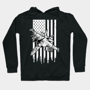 Jet Fighter American Flag US Military Hoodie